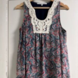 Collective Concepts Multicolor Paisley Blouse with Lace